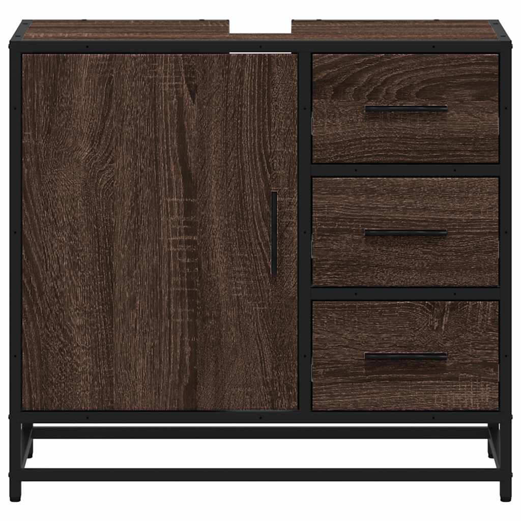 vidaXL Bathroom Sink Cabinet Brown Oak 65x33x60 cm Engineered Wood