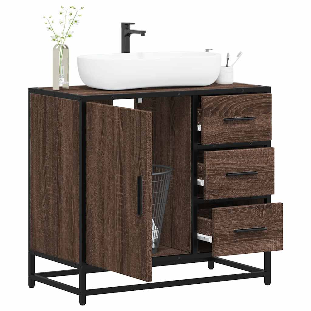 vidaXL Bathroom Sink Cabinet Brown Oak 65x33x60 cm Engineered Wood