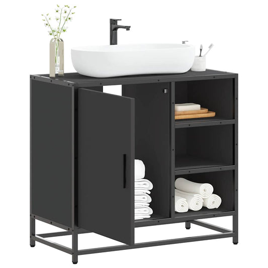 vidaXL Bathroom Sink Cabinet Black 65x33x60 cm Engineered Wood