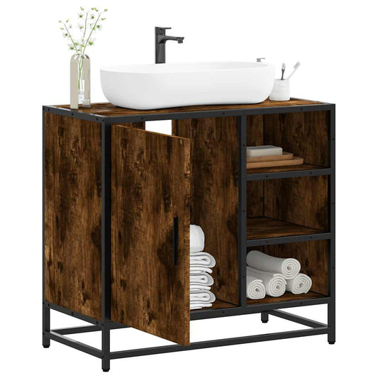 vidaXL Bathroom Sink Cabinet Smoked Oak 65x33x60 cm Engineered Wood