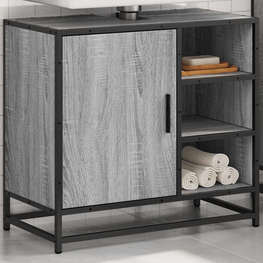 Bathroom Sink Cabinet Grey Sonoma 65x33x60 cm Engineered Wood