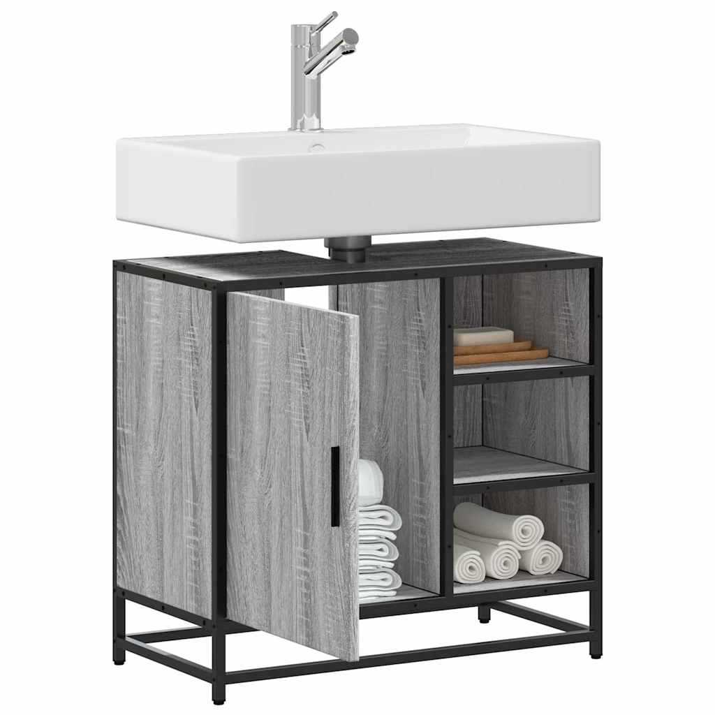 Bathroom Sink Cabinet Grey Sonoma 65x33x60 cm Engineered Wood