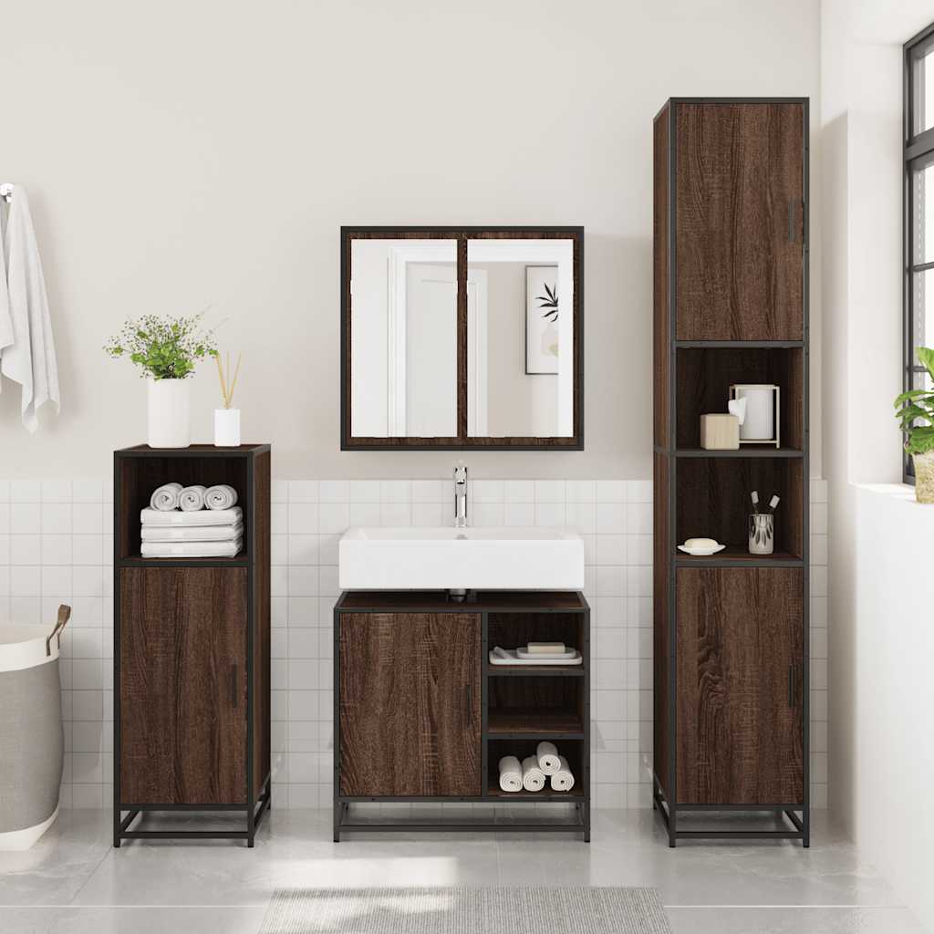 Bathroom Sink Cabinet Brown Oak 65x33x60 cm Engineered Wood