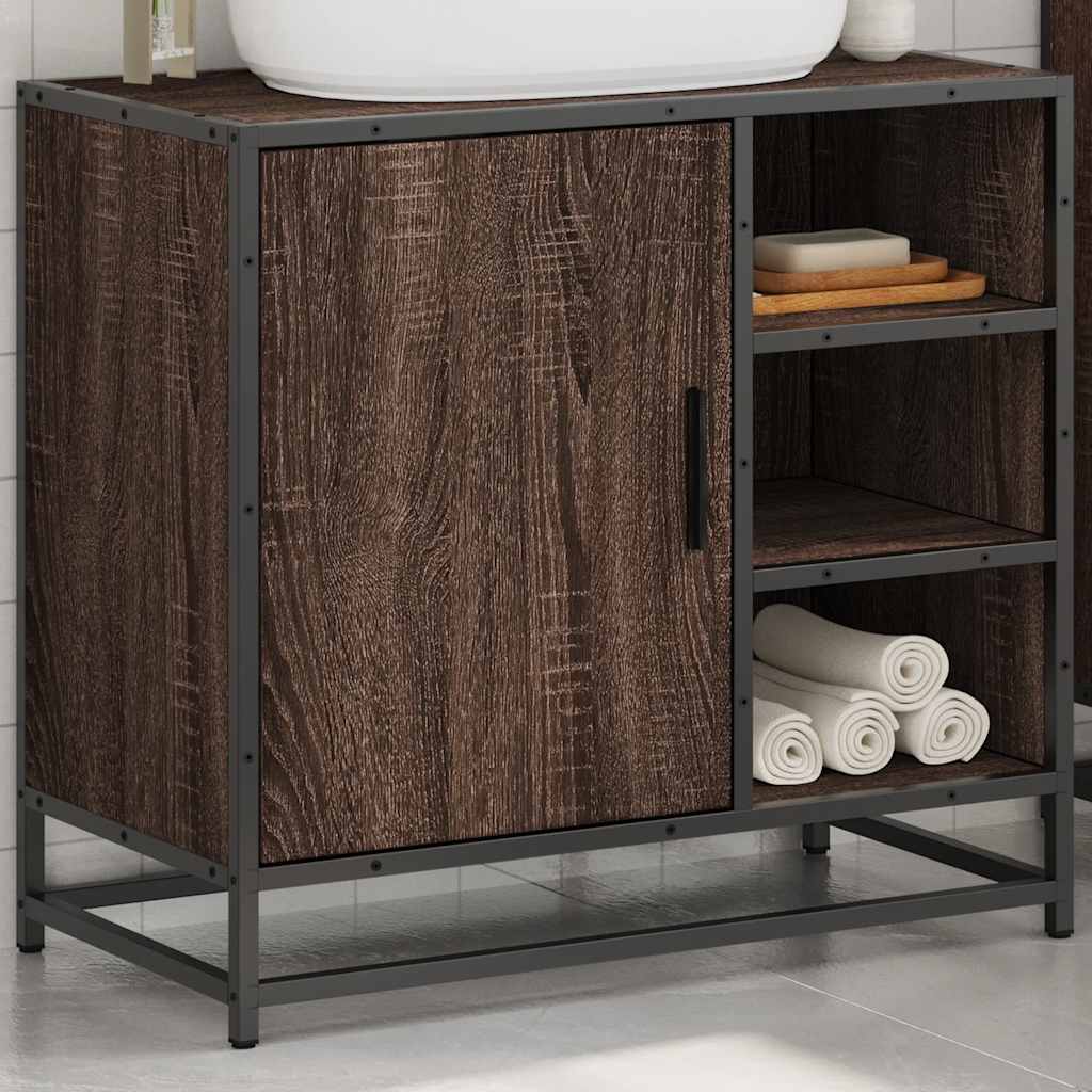 vidaXL Bathroom Sink Cabinet Brown Oak 65x33x60 cm Engineered Wood