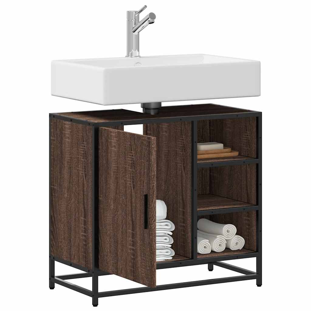 Bathroom Sink Cabinet Brown Oak 65x33x60 cm Engineered Wood