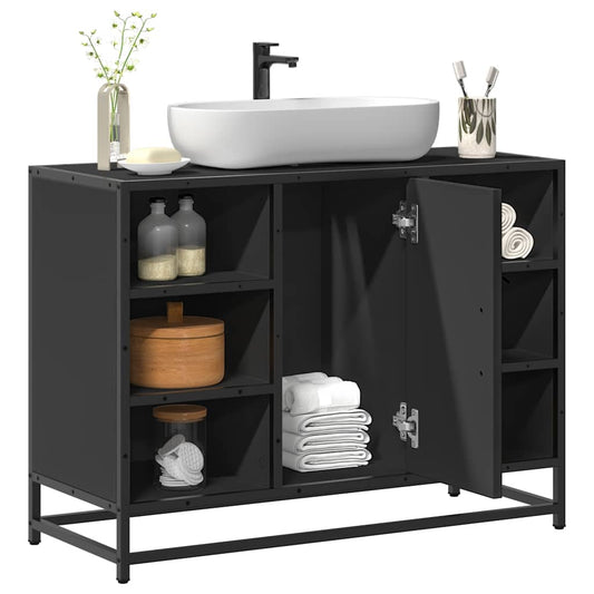 vidaXL Bathroom Sink Cabinet Black 80x33x60 cm Engineered Wood