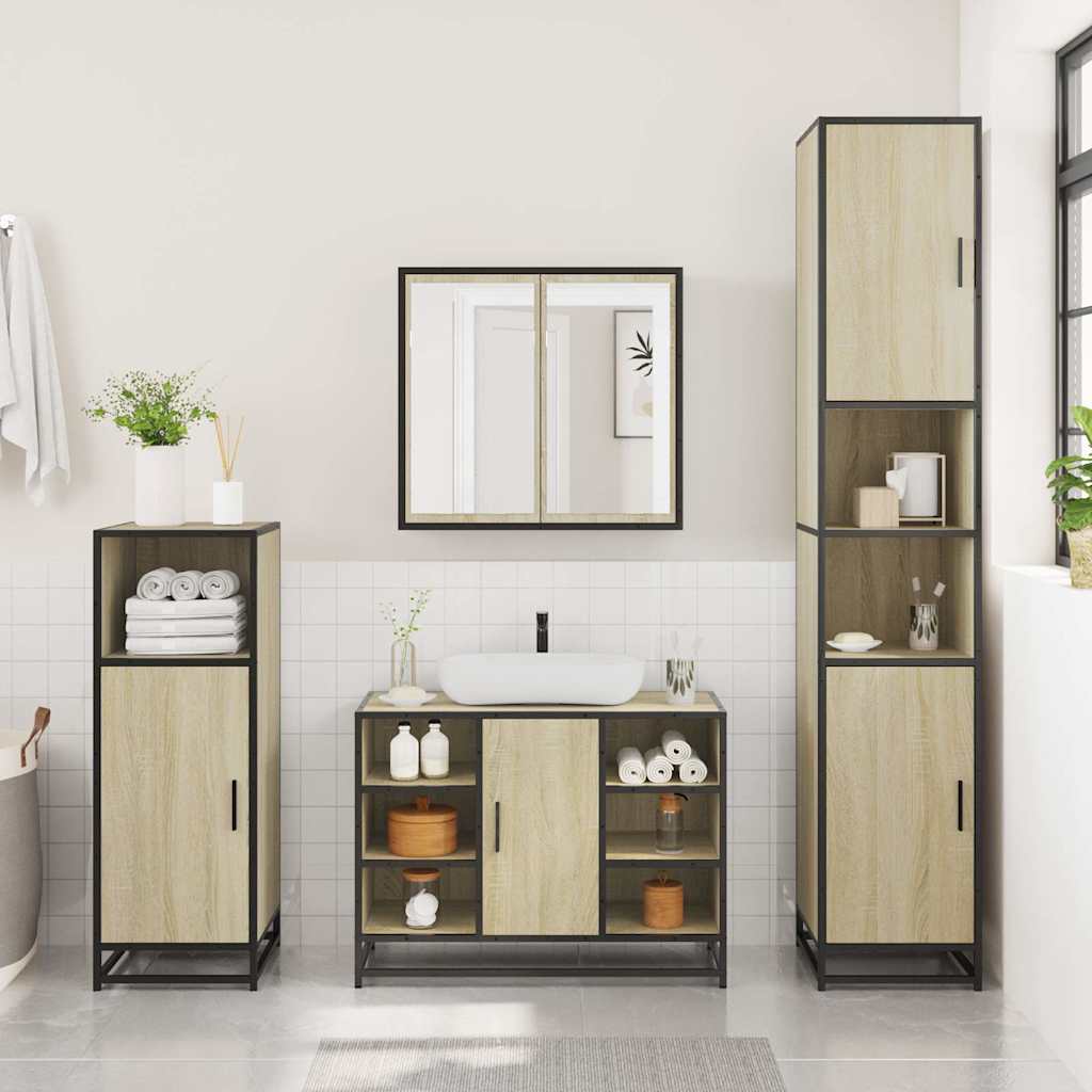 vidaXL Bathroom Sink Cabinet Sonoma Oak 80x33x60 cm Engineered Wood