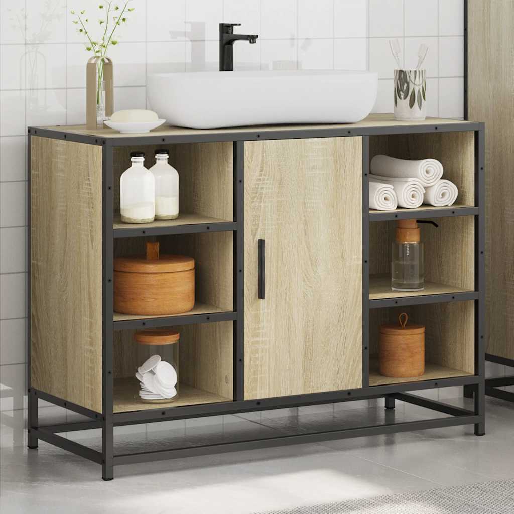 vidaXL Bathroom Sink Cabinet Sonoma Oak 80x33x60 cm Engineered Wood