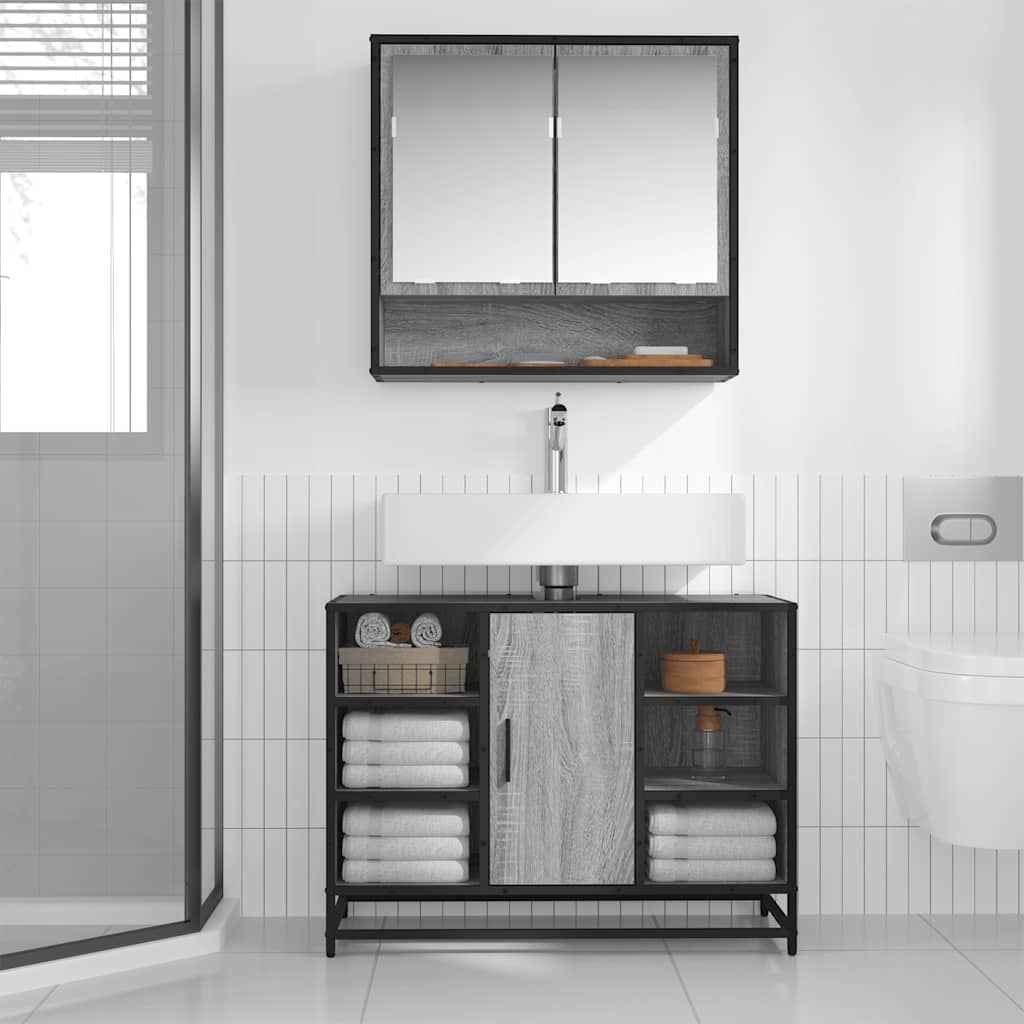 Bathroom Sink Cabinet Grey Sonoma 80x33x60 cm Engineered Wood