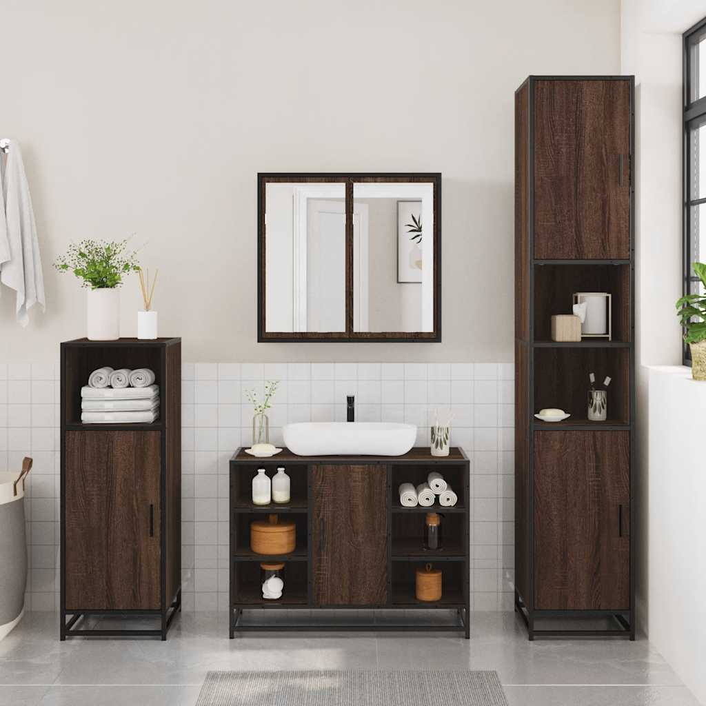 vidaXL Bathroom Sink Cabinet Brown Oak 80x33x60 cm Engineered Wood