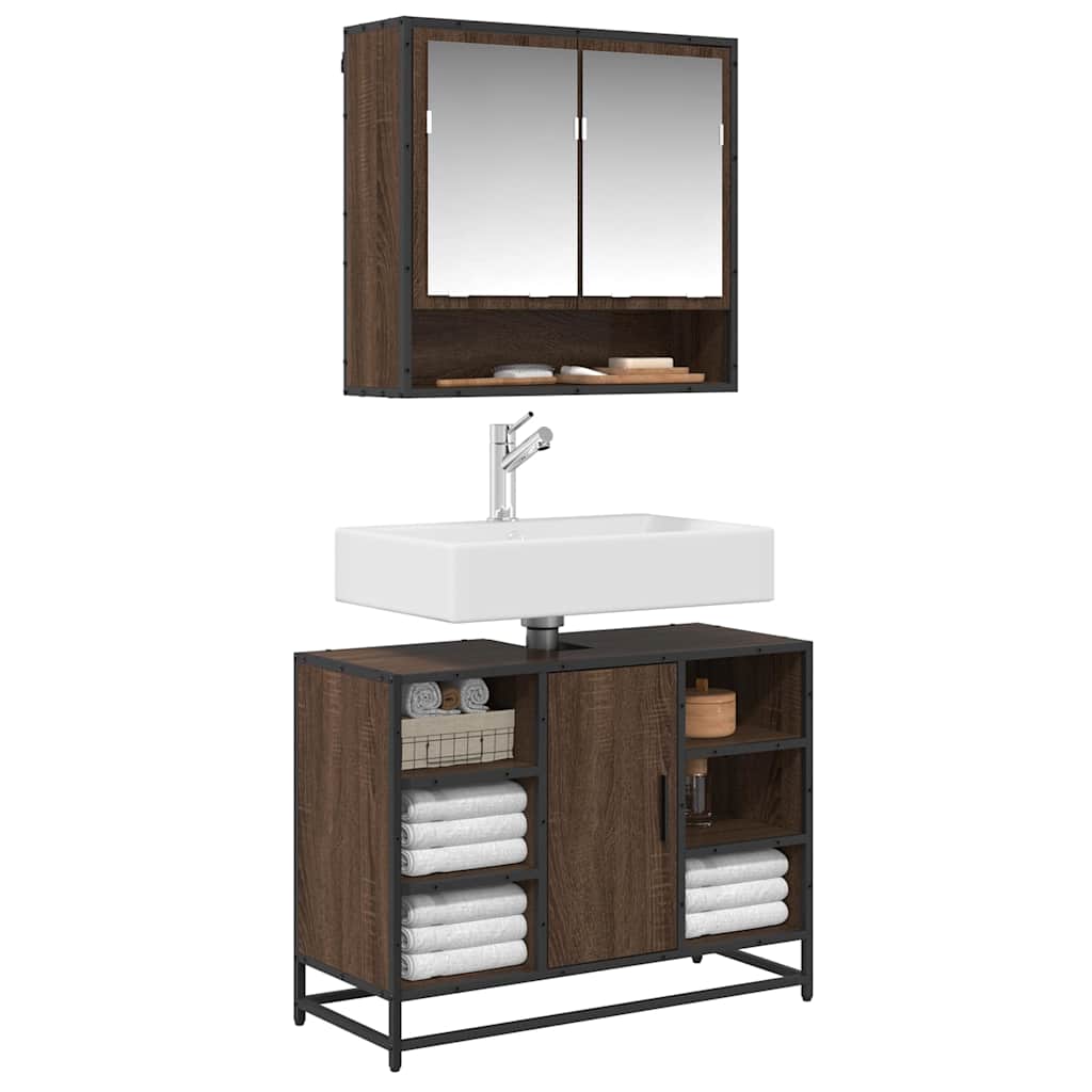Bathroom Sink Cabinet Brown Oak 80x33x60 cm Engineered Wood