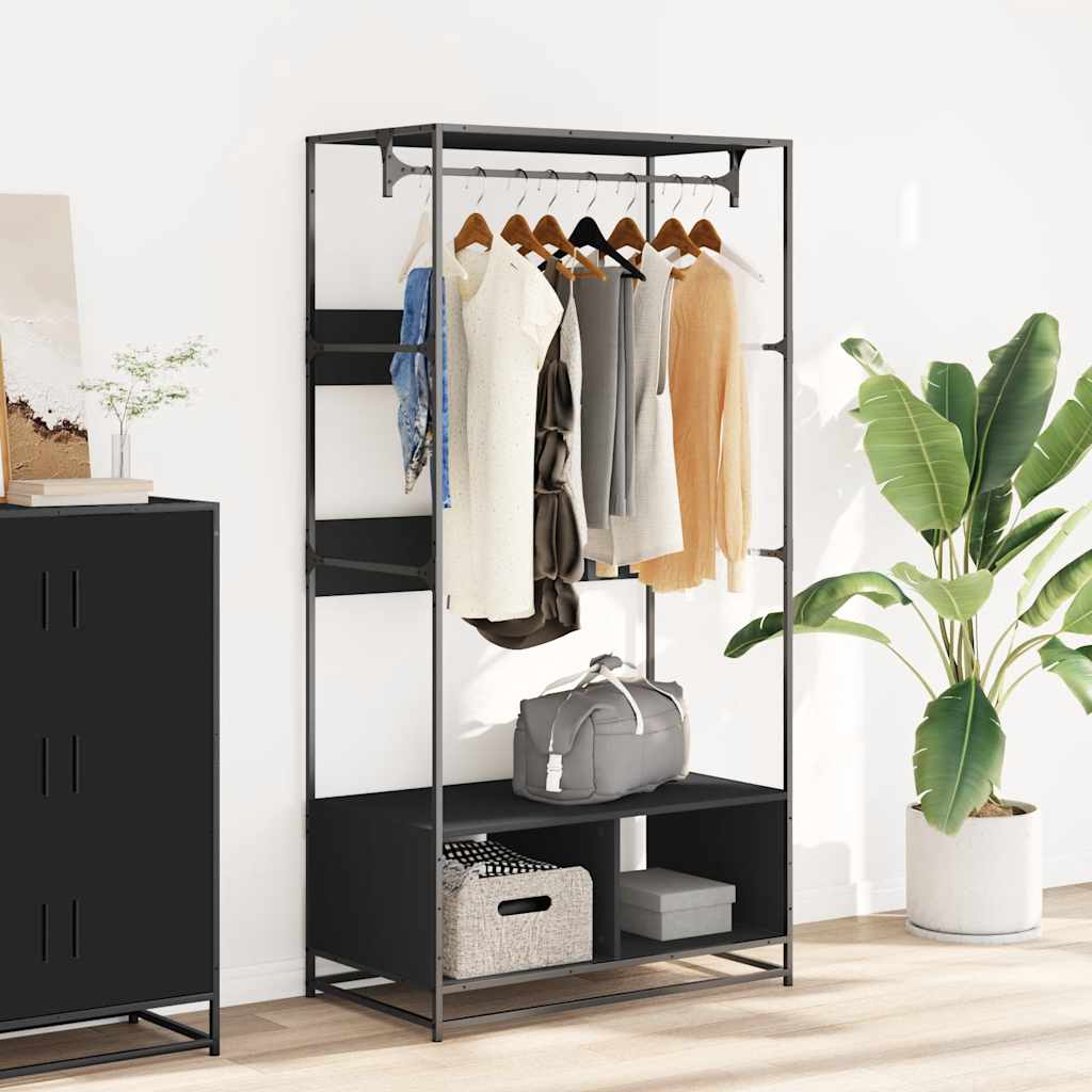 vidaXL Wardrobe Black 90x50x180 cm Engineered Wood