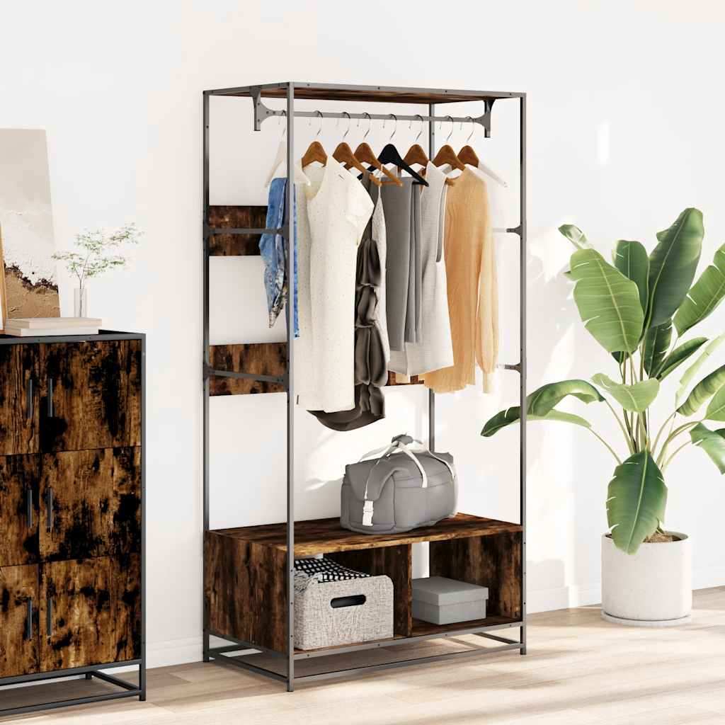 vidaXL Wardrobe Smoked Oak 90x50x180 cm Engineered Wood