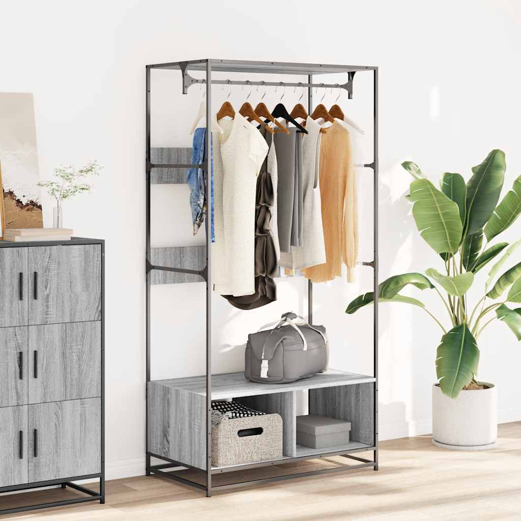 vidaXL Wardrobe Grey Sonoma 90x50x180 cm Engineered Wood