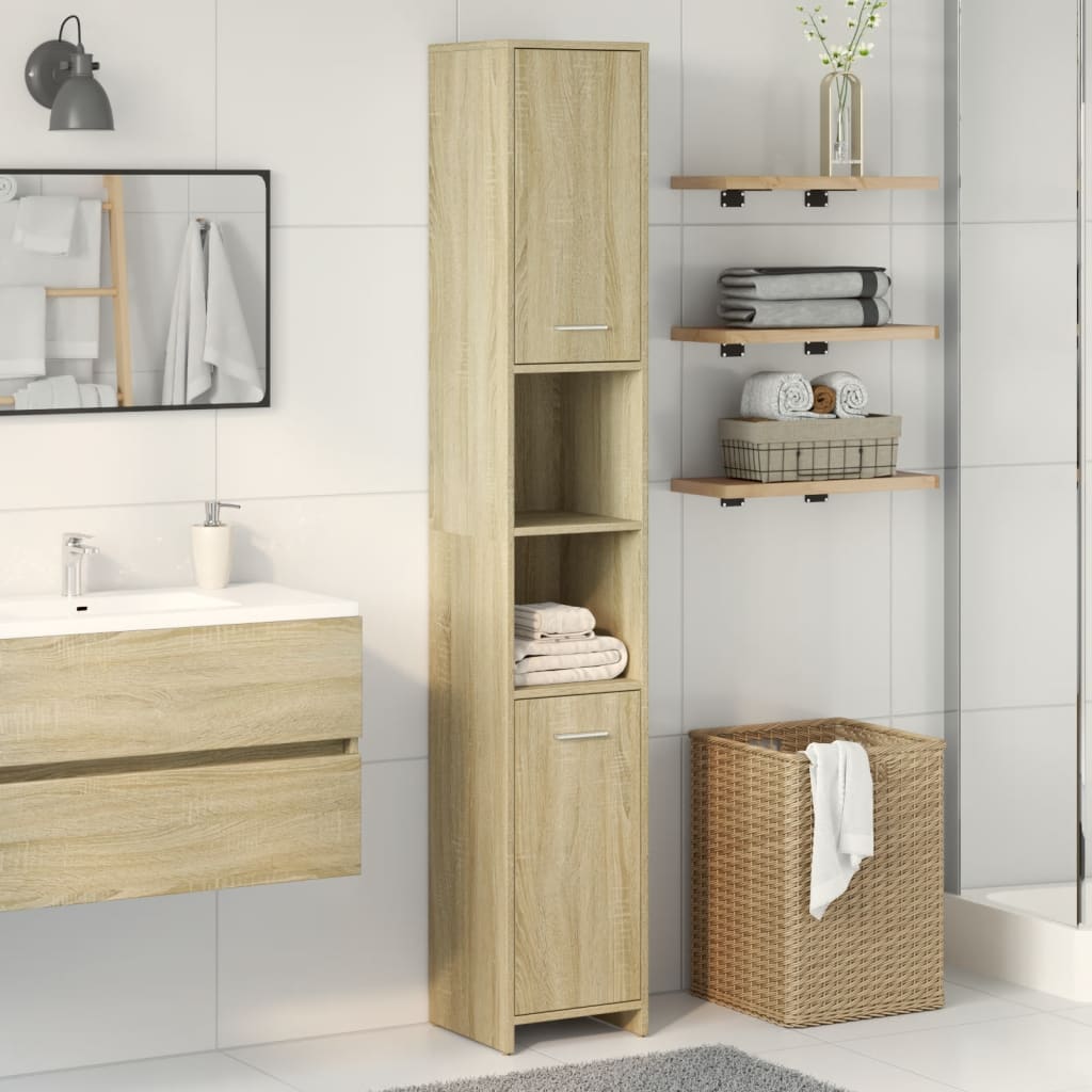 Bathroom Cabinet Sonoma Oak 30x30x183,5 cm Engineered Wood
