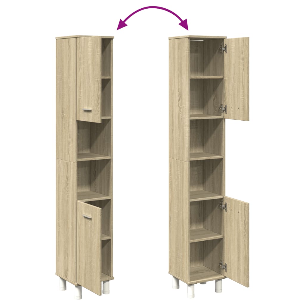 Bathroom Cabinet Sonoma Oak 30,5x30x179 cm Engineered Wood