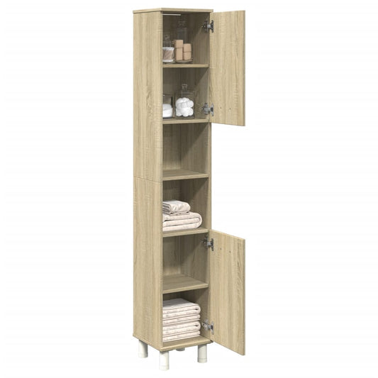 vidaXL Bathroom Cabinet Sonoma Oak 30.5x30x179 cm Engineered Wood