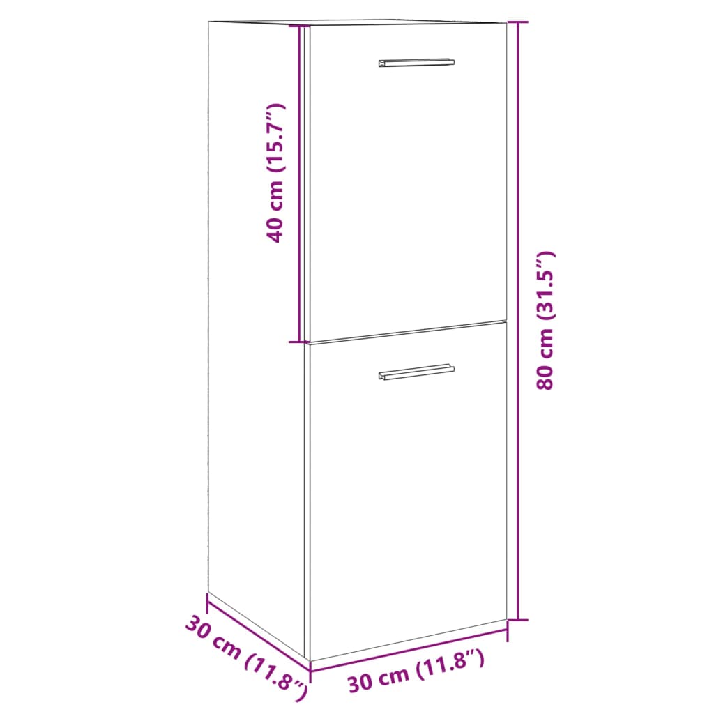 vidaXL Bathroom Cabinet Sonoma Oak 30x30x80 cm Engineered Wood