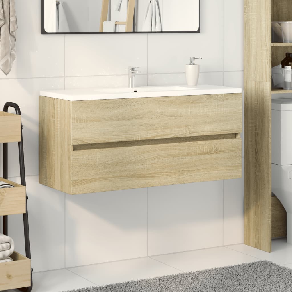 Bathroom Sink Cabinet Sonoma Oak 100x38,5x45 cm Engineered Wood