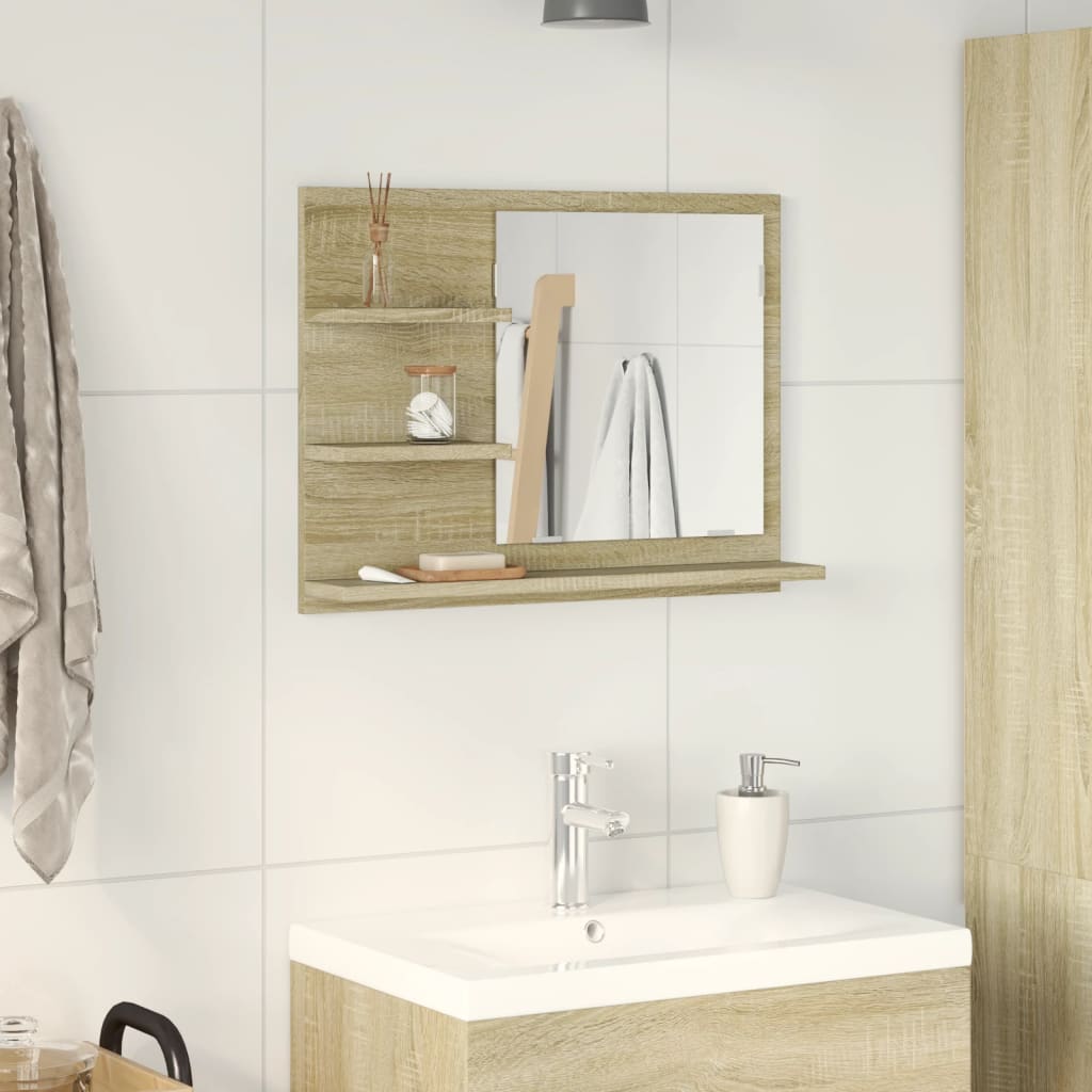 vidaXL Bathroom Mirror Sonoma Oak 60x10.5x45 cm Engineered Wood