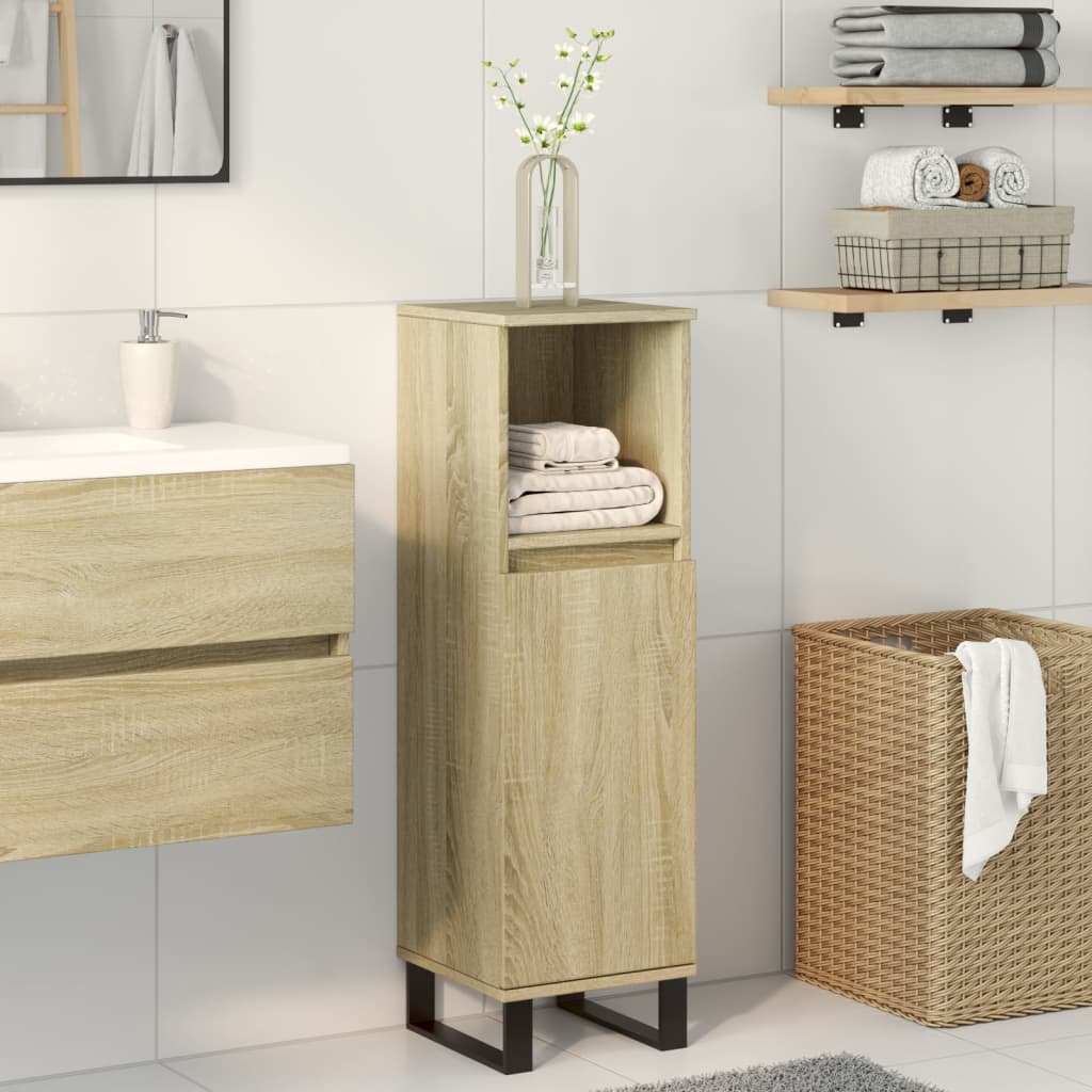 vidaXL Bathroom Cabinet Sonoma Oak 30x30x100 cm Engineered Wood