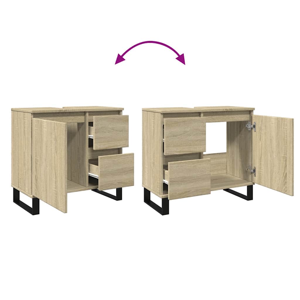 Bathroom Cabinet Sonoma Oak 65x33x60 cm Engineered Wood