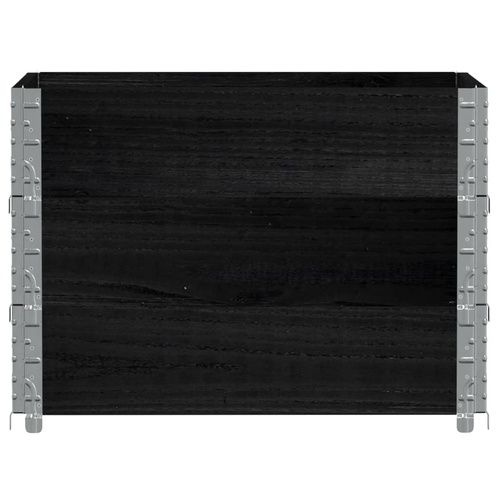 Pallet Collars 3 pcs Black 80x60 cm Solid Wood Pine