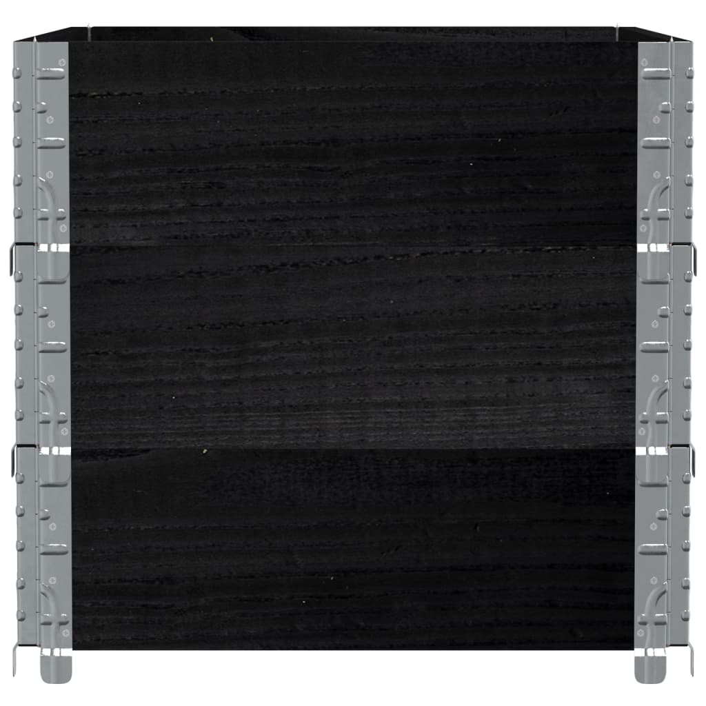 Pallet Collars 3 pcs Black 80x60 cm Solid Wood Pine
