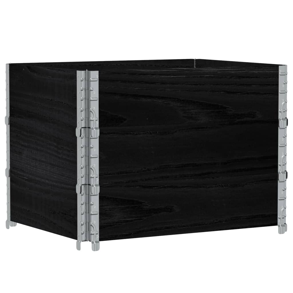 Pallet Collars 3 pcs Black 80x60 cm Solid Wood Pine