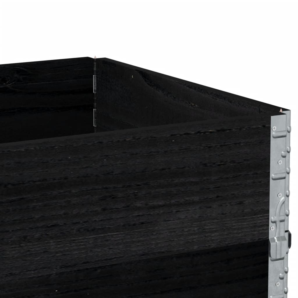 Pallet Collars 3 pcs Black 80x60 cm Solid Wood Pine