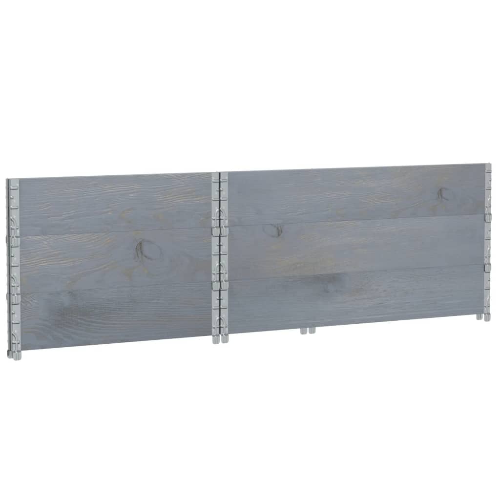 Pallet Collars 3 pcs Grey 120x80 cm Solid Wood Pine