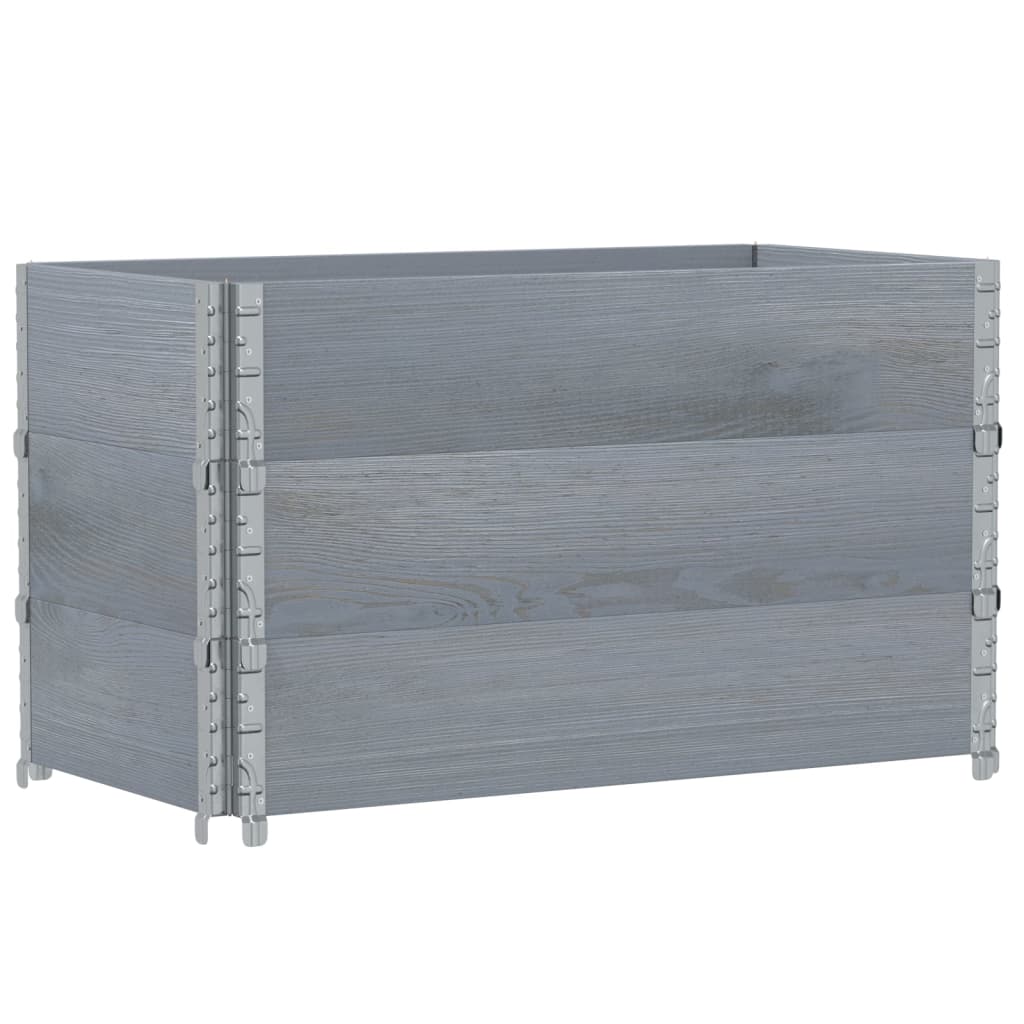 Pallet Collars 3 pcs Grey 100x50 cm Solid Wood Pine
