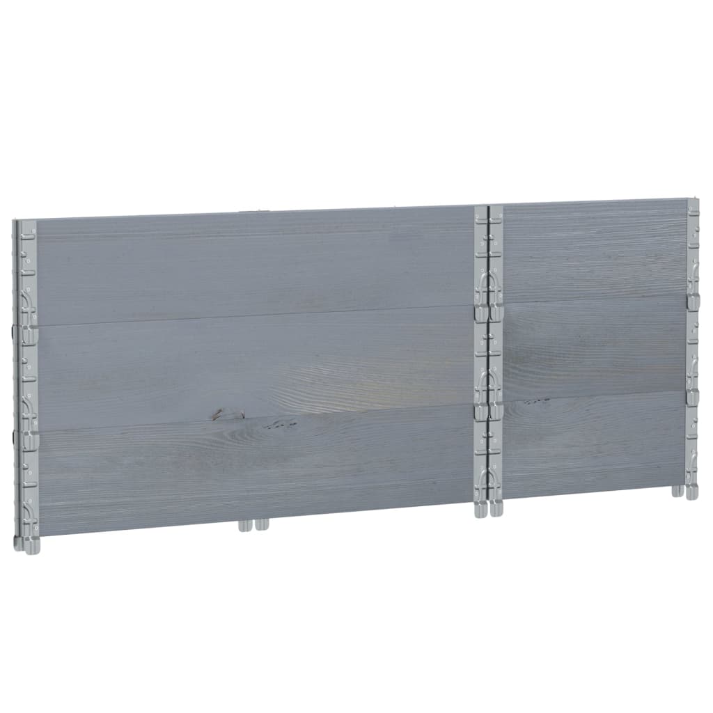 Pallet Collars 3 pcs Grey 100x50 cm Solid Wood Pine
