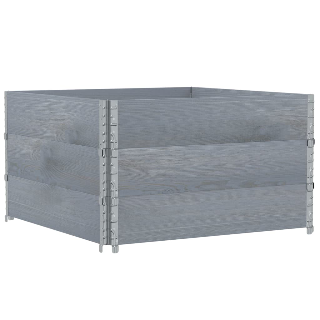 Pallet Collars 3 pcs Grey 100x100 cm Solid Wood Pine