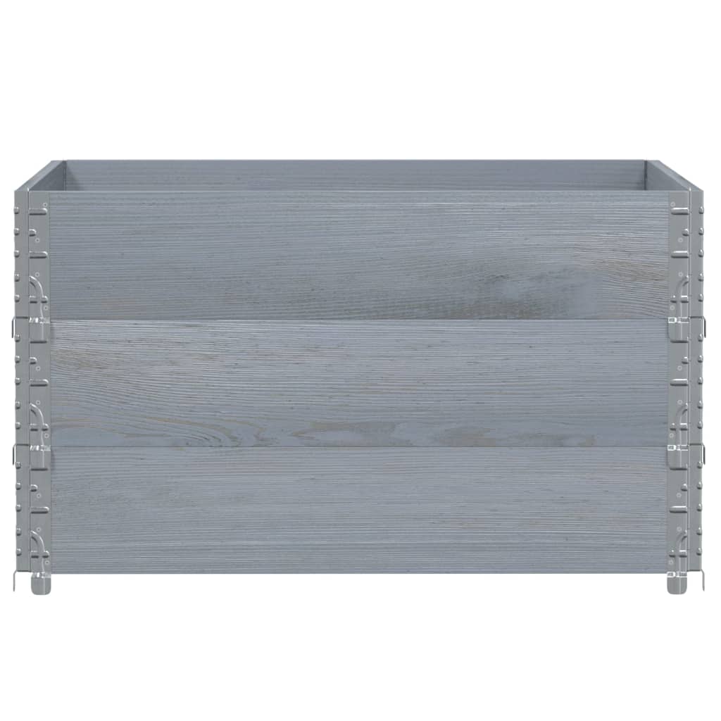 Pallet Collars 3 pcs Grey 100x100 cm Solid Wood Pine