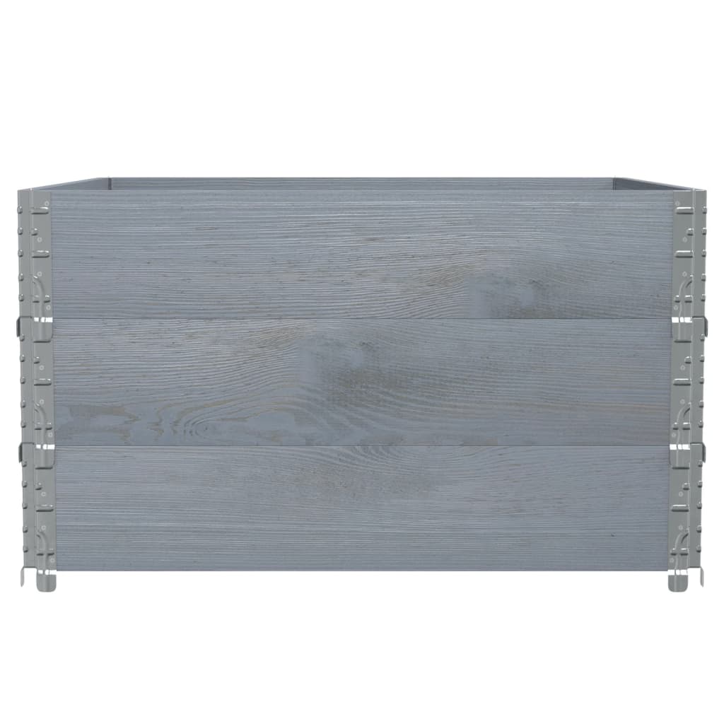 Pallet Collars 3 pcs Grey 100x100 cm Solid Wood Pine