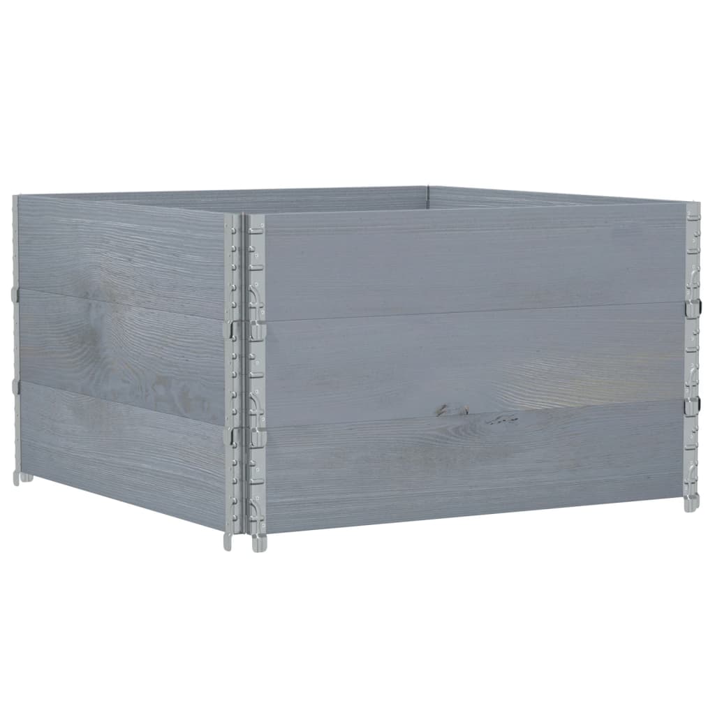 Pallet Collars 3 pcs Grey 100x100 cm Solid Wood Pine