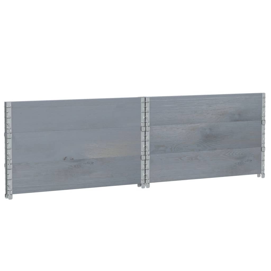 Pallet Collars 3 pcs Grey 100x100 cm Solid Wood Pine