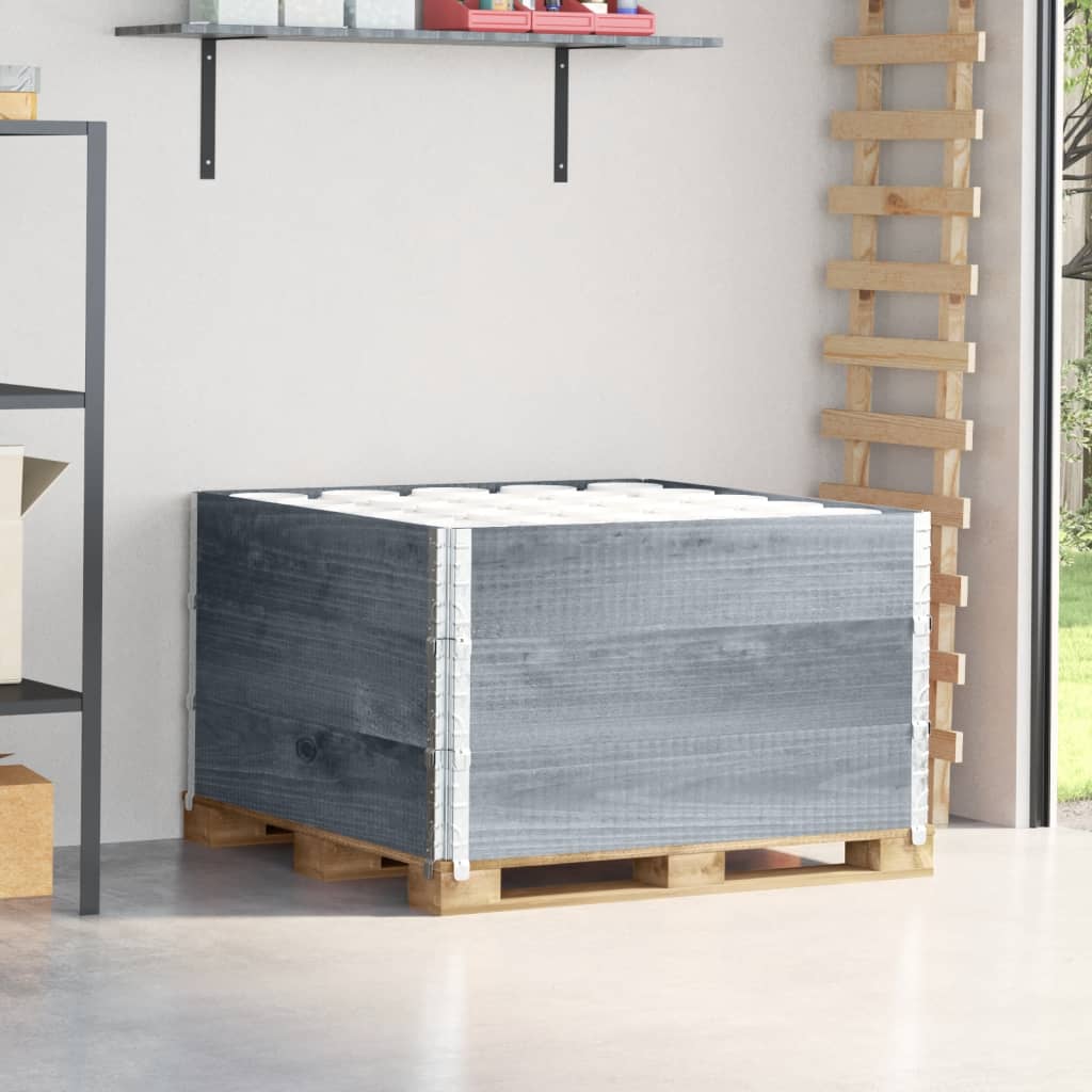 Pallet Collars 3 pcs Grey 100x100 cm Solid Wood Pine