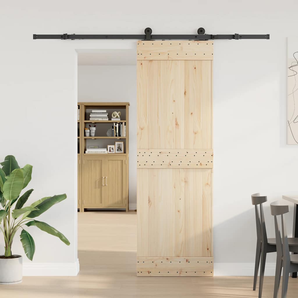 Sliding Door Hardware Kit 213.5 cm Steel Black