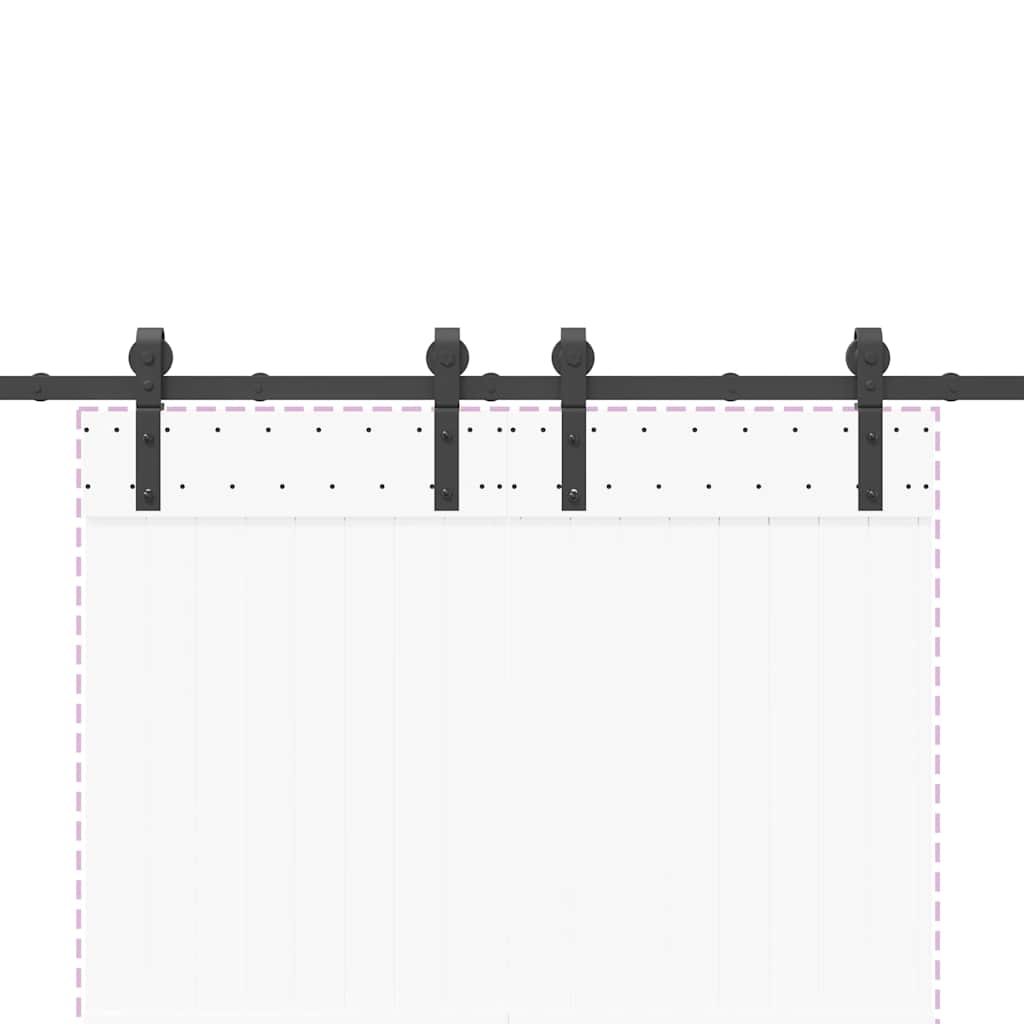 Sliding Door Hardware Kit 183 cm Steel Black