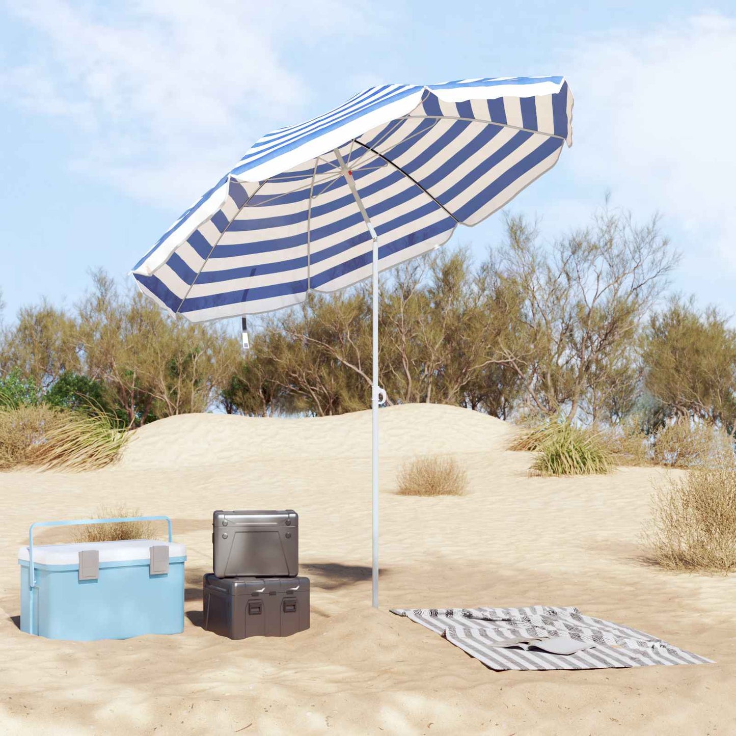 Garden Parasol 170T Polyester Blue and White