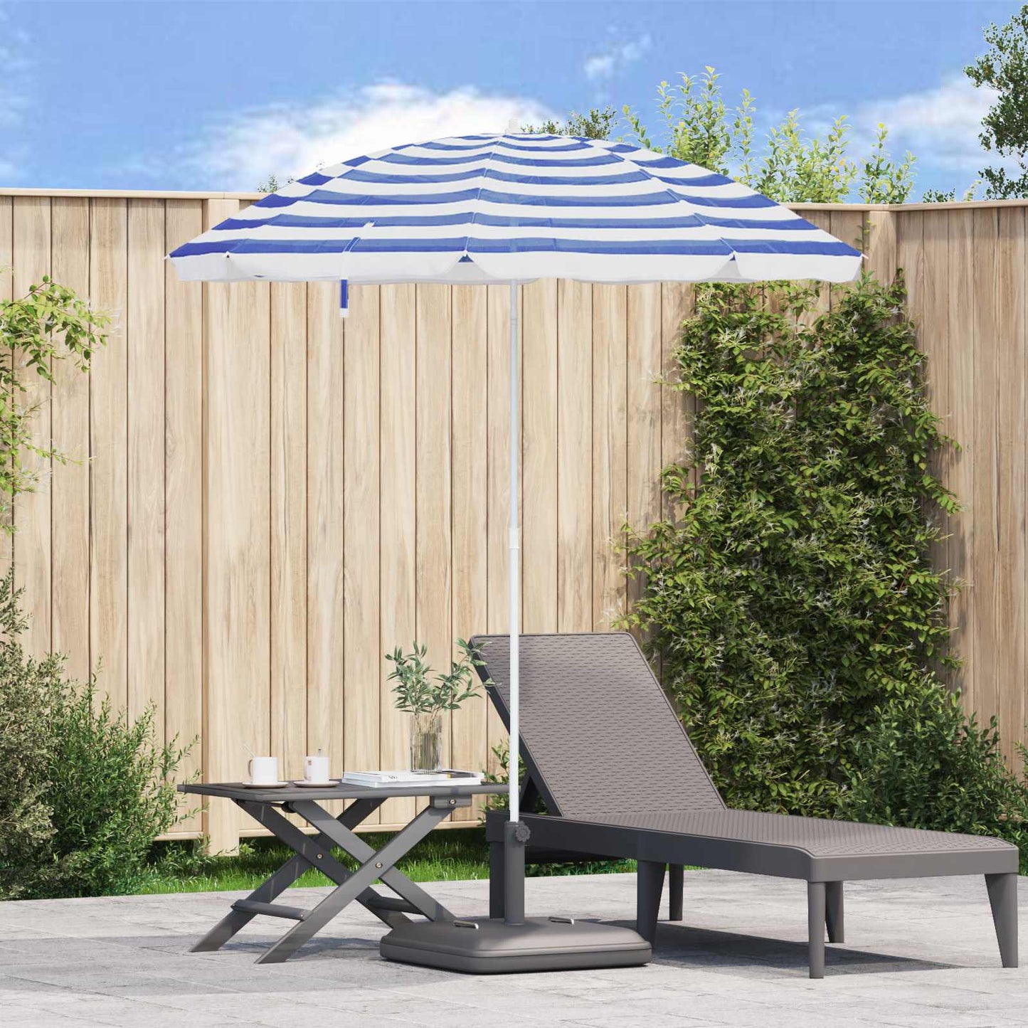 Garden Parasol 240 cm 170T Polyester Blue and White