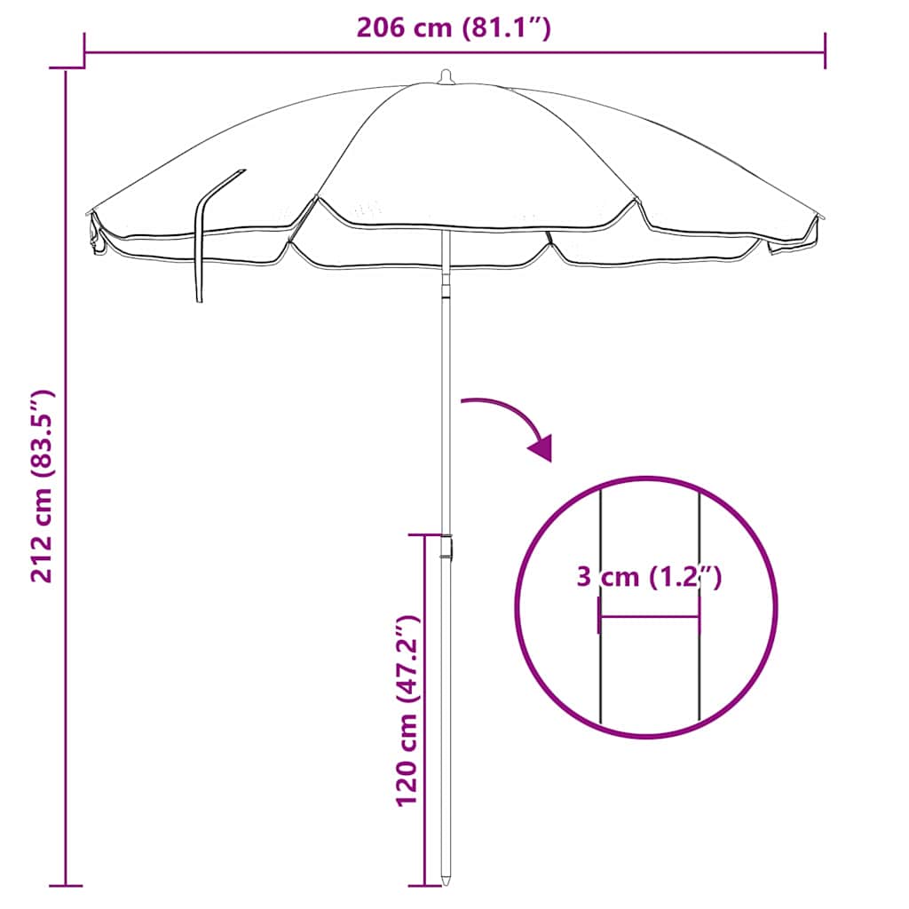 Beach Parasol Camouflage 206 x 206 x 212 cm Polyester and Metal