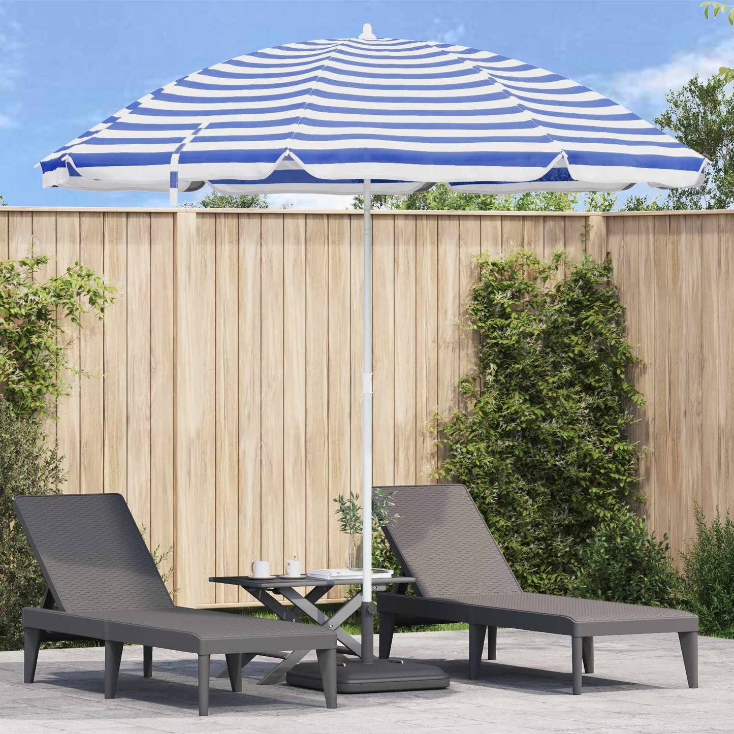 Garden Parasol 263 x 263 x 272 cm 170T Polyester Blue and White
