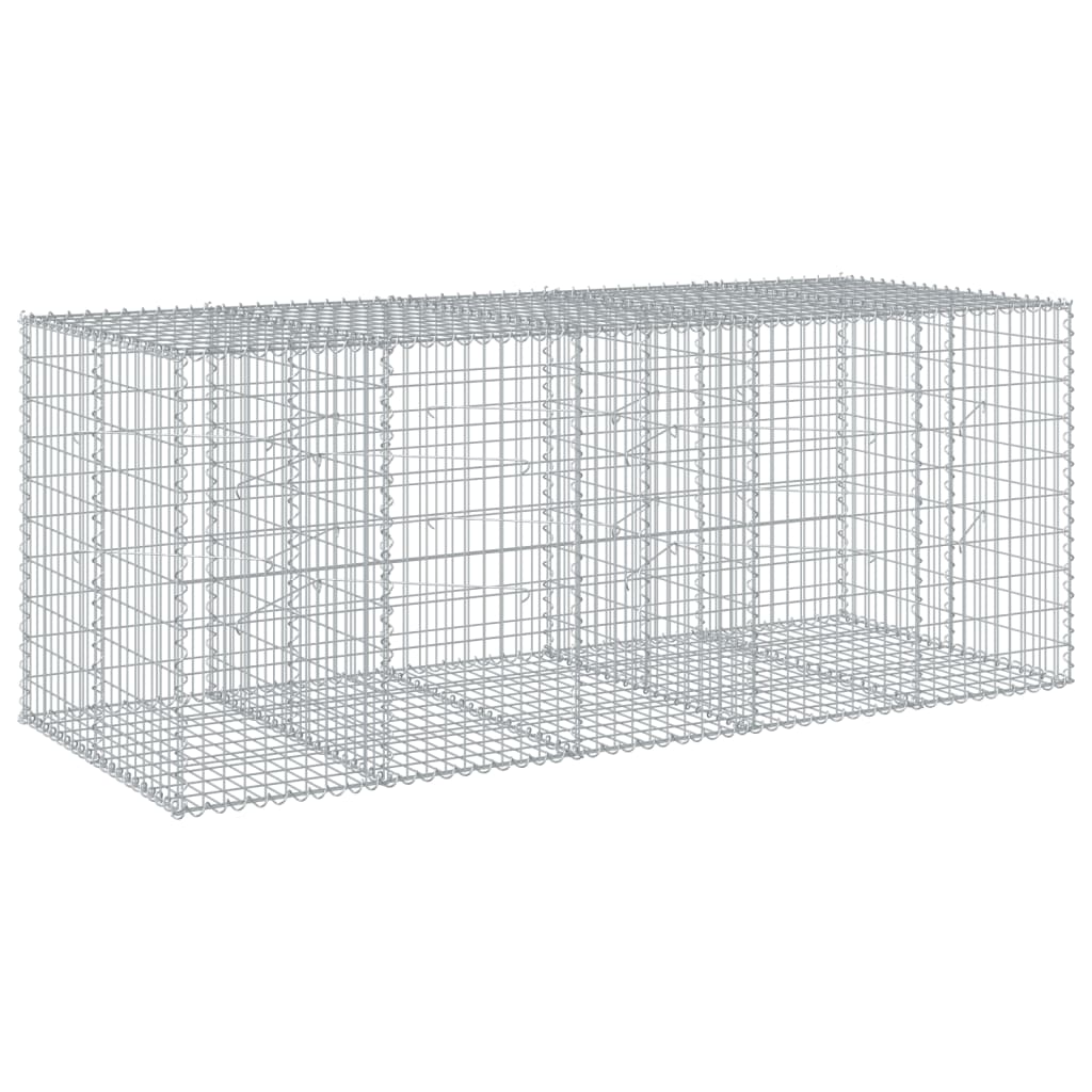 vidaXL Gabion Basket with Cover 250x100x100 cm Galvanised Iron