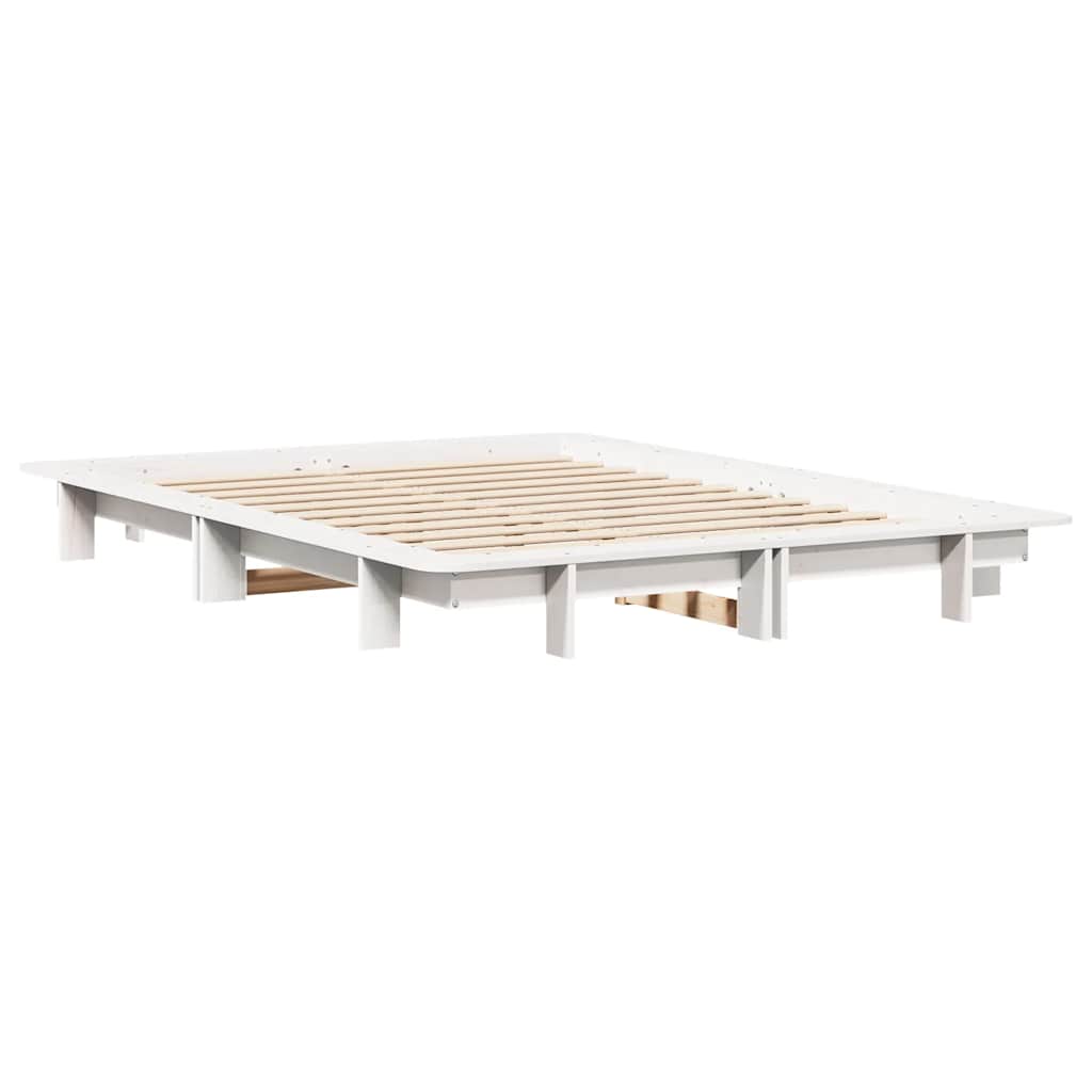 Bed Frame without Mattress White 120x200 cm Solid Wood Pine