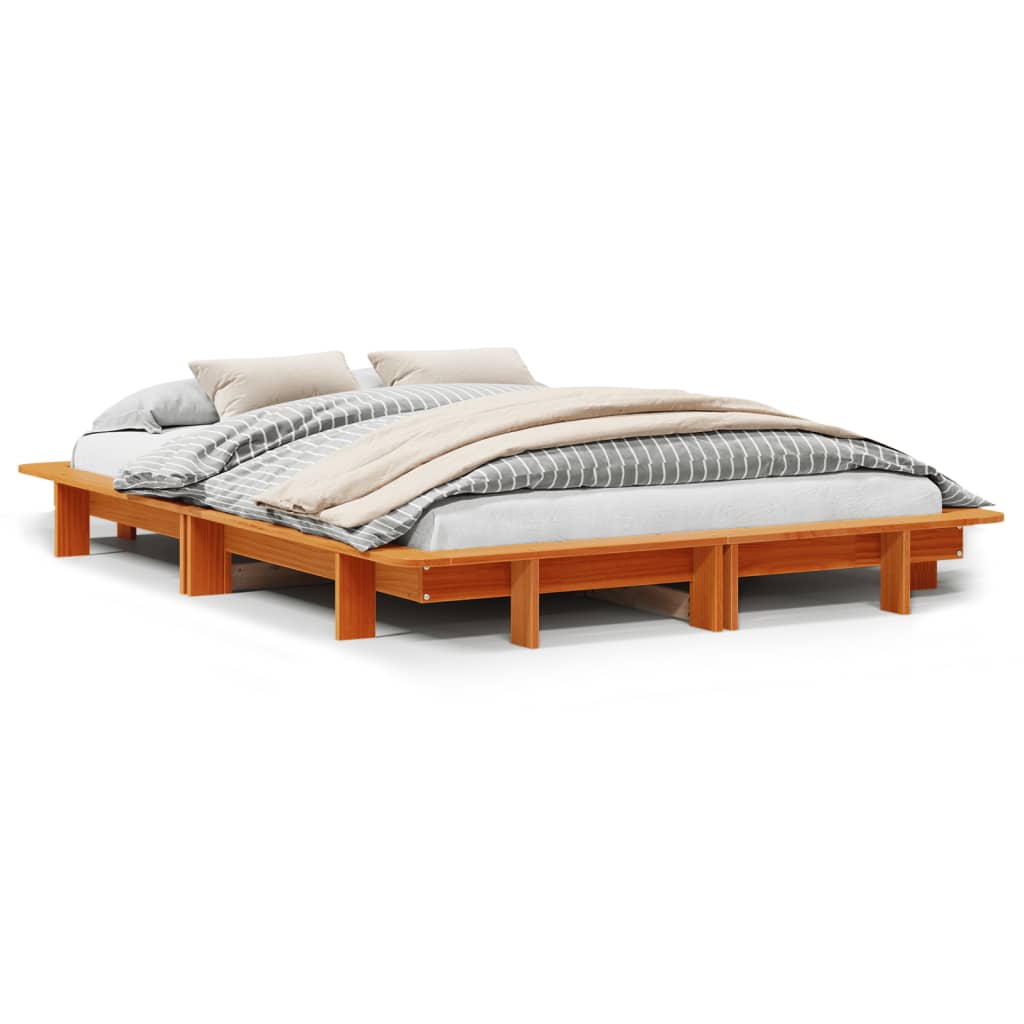Bed Frame without Mattress Wax Brown 120x200 cm Solid Wood Pine