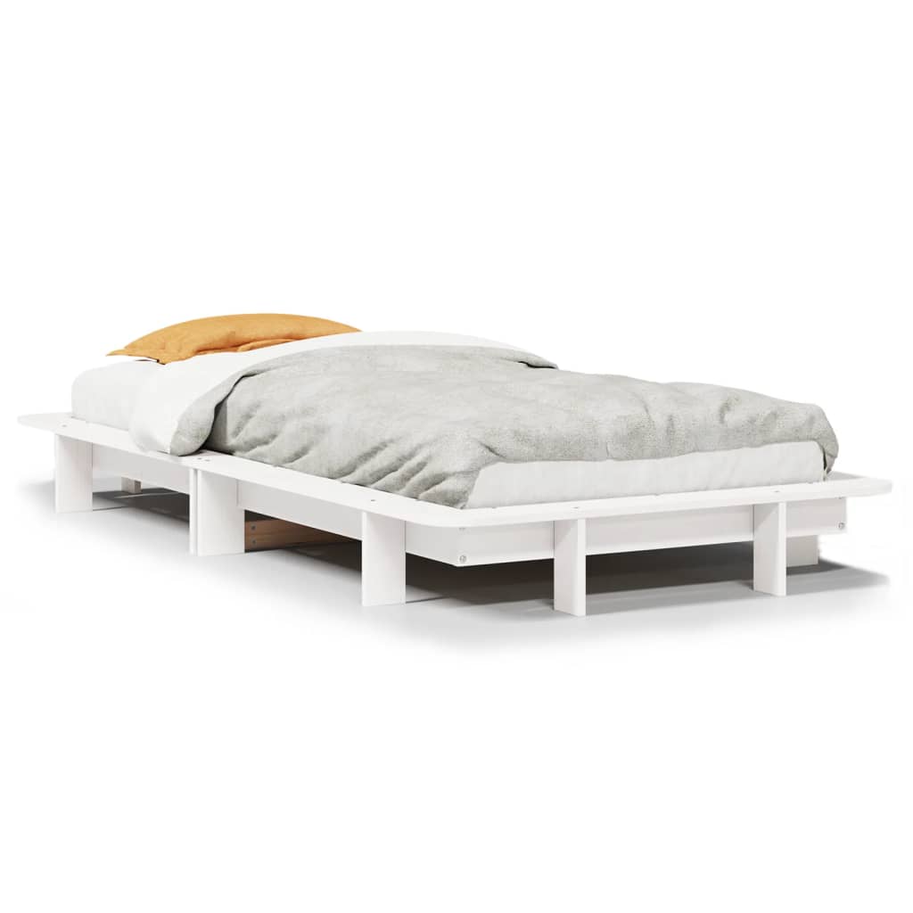 Bed Frame without Mattress White 100x200 cm Solid Wood Pine