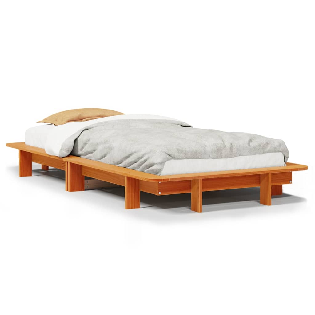 Bed Frame without Mattress Wax Brown 100x200 cm Solid Wood Pine